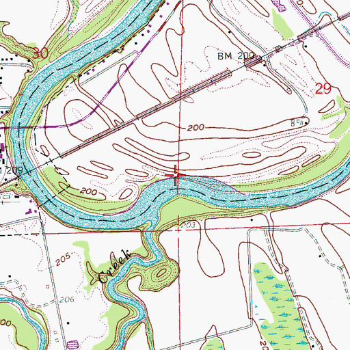 Topographic Map of Crow Creek Crossing, AR