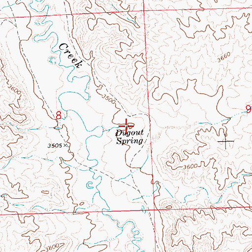 Topographic Map of Dugout Spring, NE