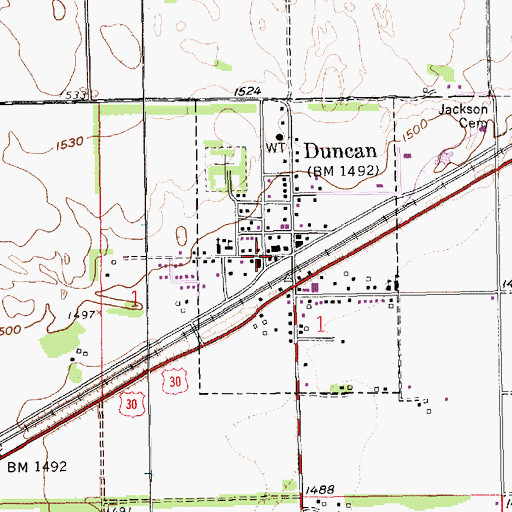 Topographic Map of Duncan, NE