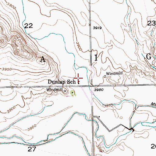 Topographic Map of Dunlap School, NE