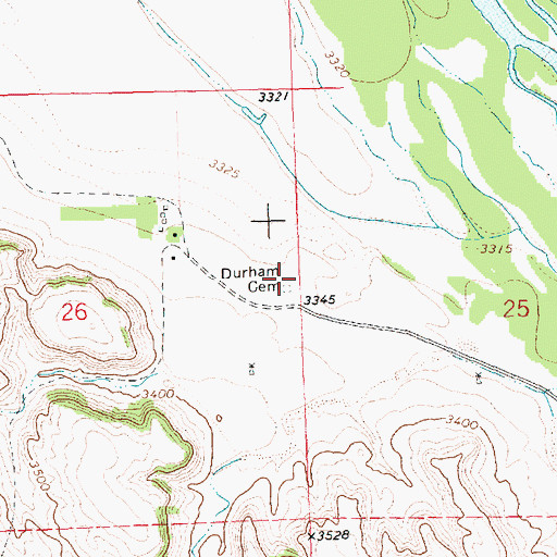 Topographic Map of Durham Cemetery, NE