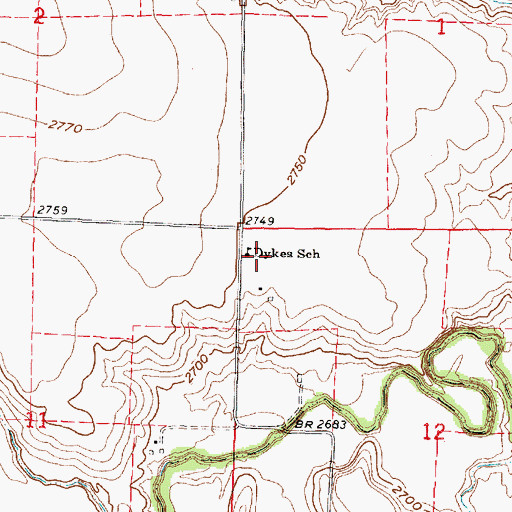 Topographic Map of Dykes School, NE