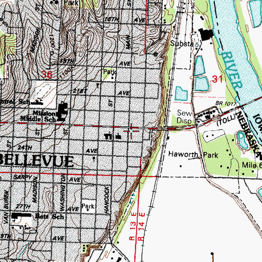 Topographic Map of E Ward School, NE