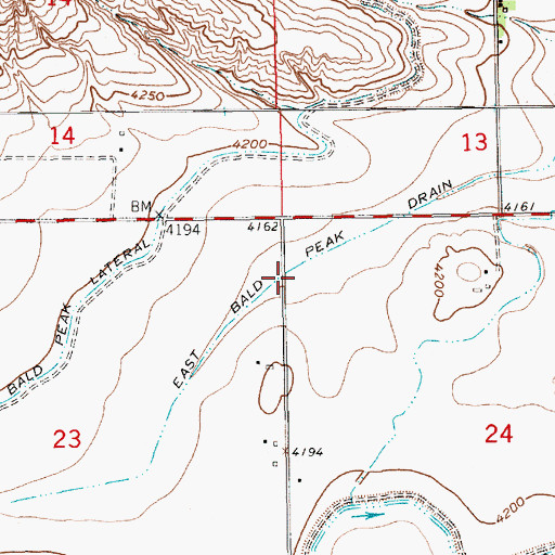 Topographic Map of East Bald Peak Drain, NE