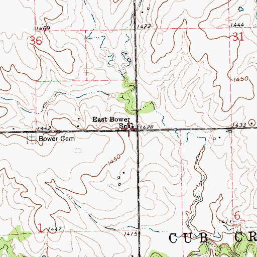 Topographic Map of East Bower School, NE