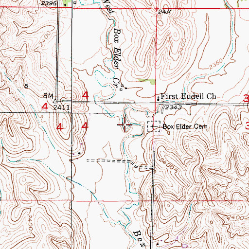 Topographic Map of East Box Elder Creek, NE