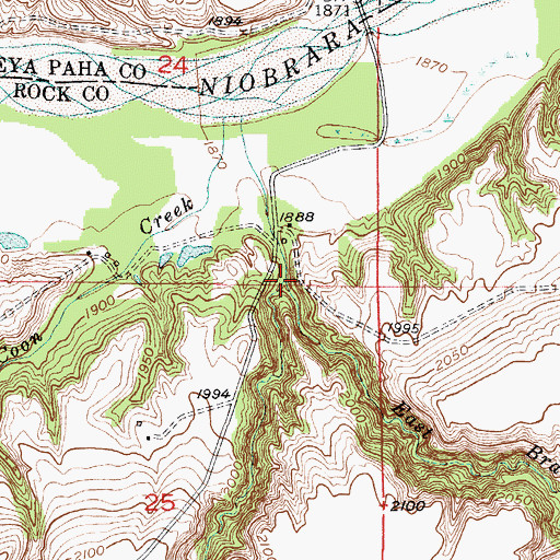 Topographic Map of East Branch Laughing Water Creek, NE