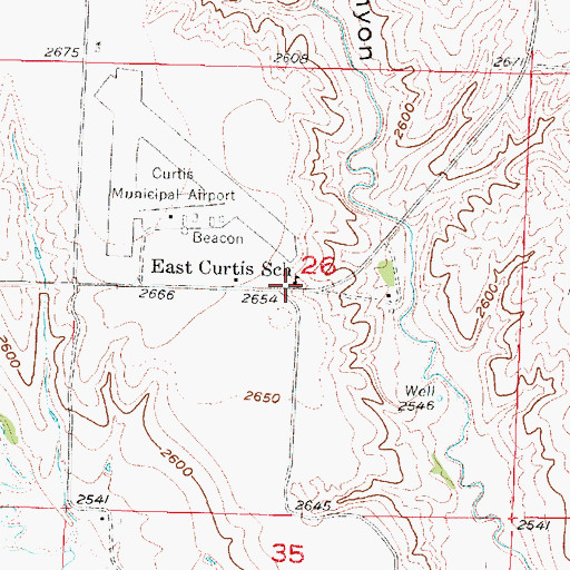 Topographic Map of East Curtis School, NE