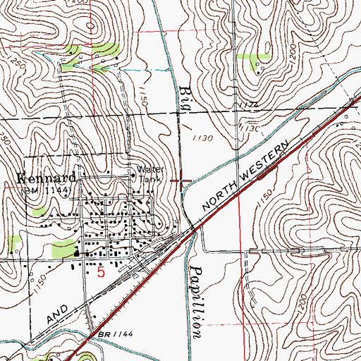 Topographic Map of East Fork Big Papillion Creek, NE