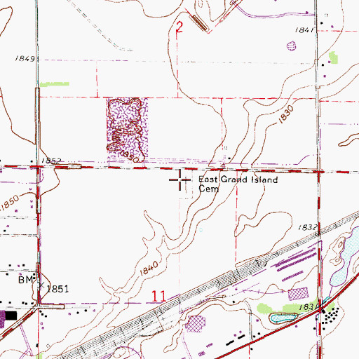 Topographic Map of East Grand Island Cemetery, NE