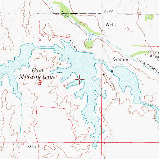 Topographic Map of East Midway Lake, NE