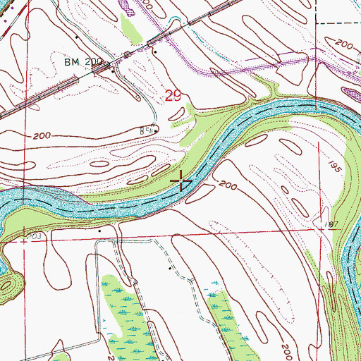 Topographic Map of Merriman Bend, AR