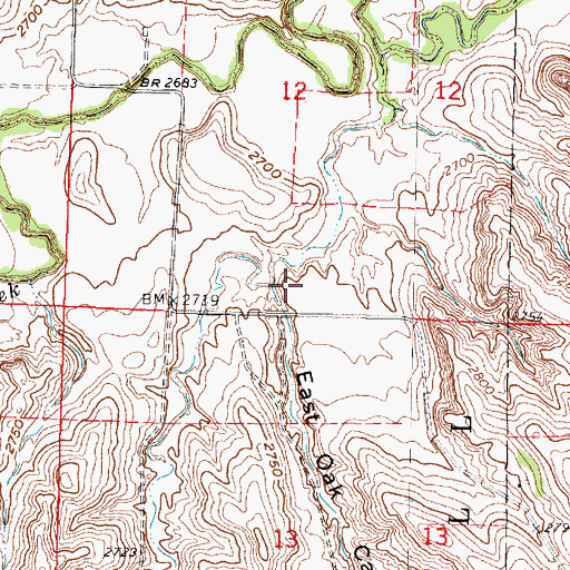 Topographic Map of East Oak Canyon, NE