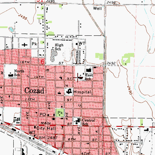 Topographic Map of East School, NE