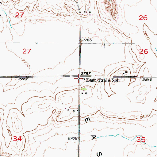 Topographic Map of East Table School (historical), NE