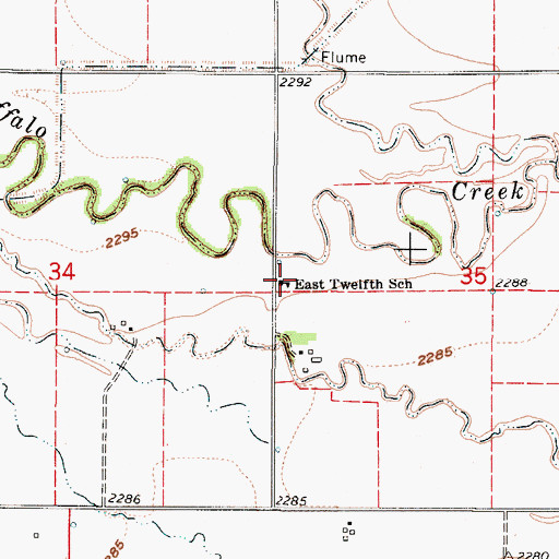Topographic Map of East Twelfth School, NE