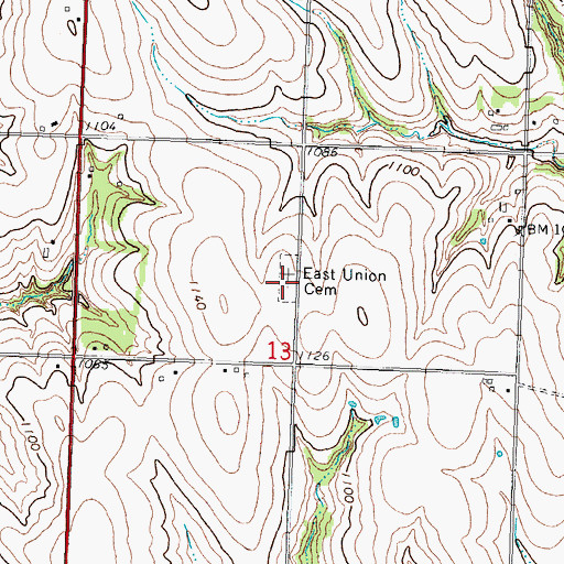 Topographic Map of East Union Cemetery, NE