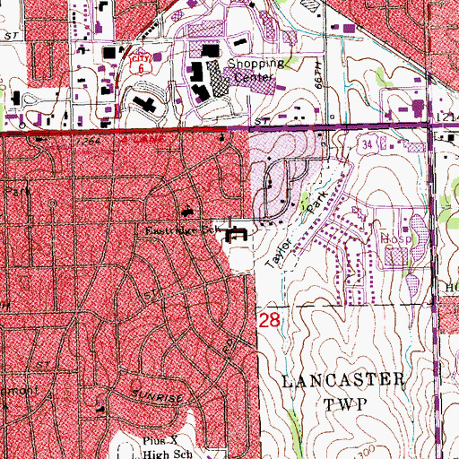 Topographic Map of Eastridge Elementary School, NE