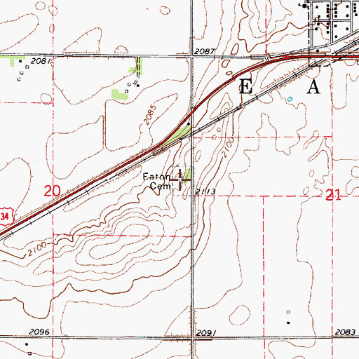 Topographic Map of Eaton Cemetery, NE