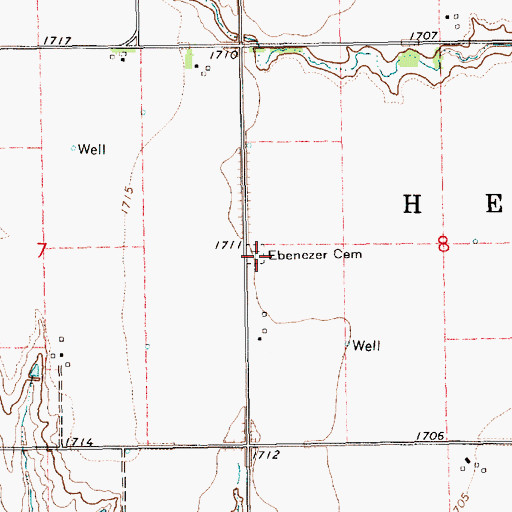 Topographic Map of Ebenezer Cemetery, NE
