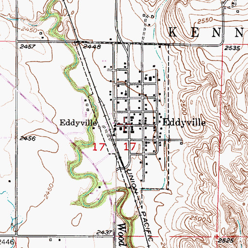 Topographic Map of Eddyville, NE