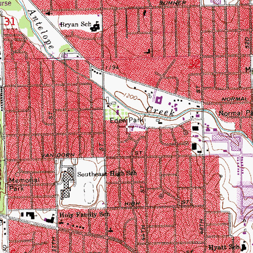 Topographic Map of Eden Park, NE