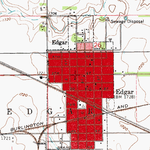 Topographic Map of Edgar, NE