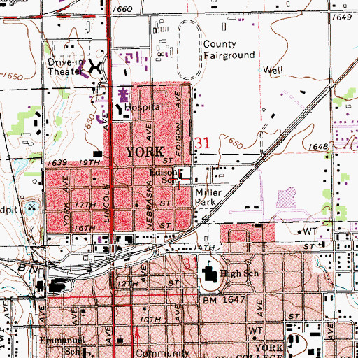 Topographic Map of Edison School, NE