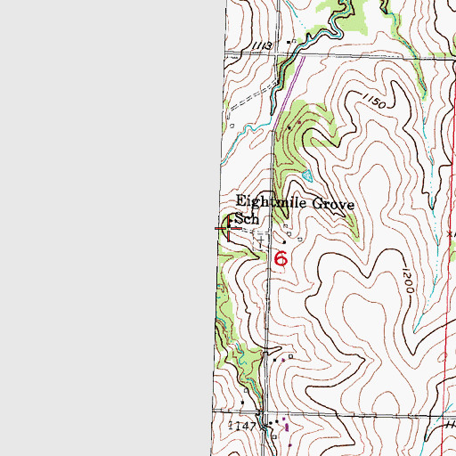 Topographic Map of Eightmile Grove School (historical), NE