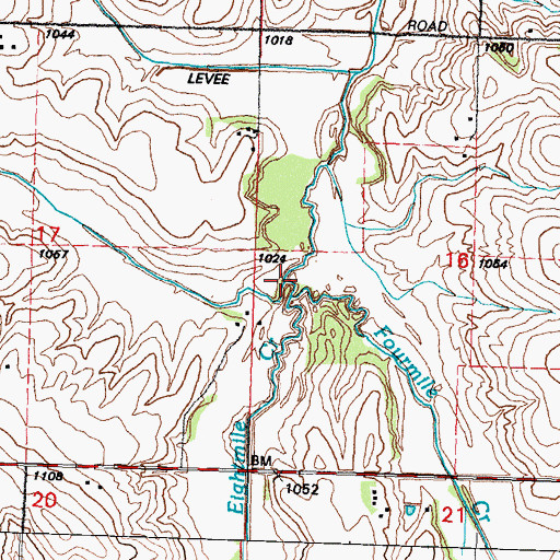 Topographic Map of Eightmile Creek, NE