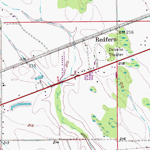 Topographic Map of Thomas Cemetery, AR