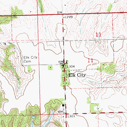 Topographic Map of Elk City, NE