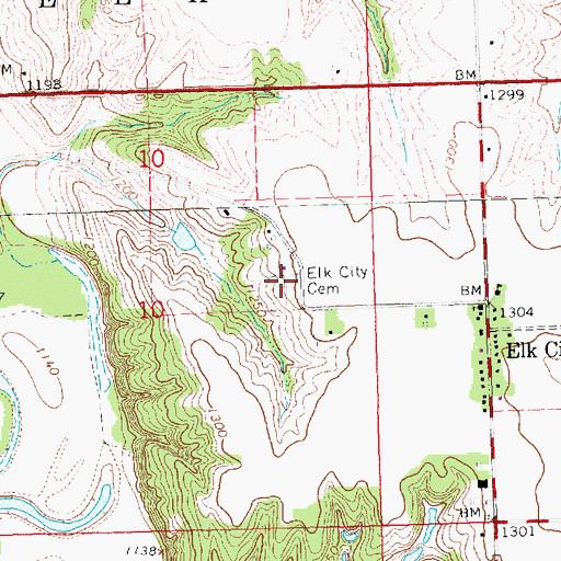 Topographic Map of Elk City Cemetery, NE