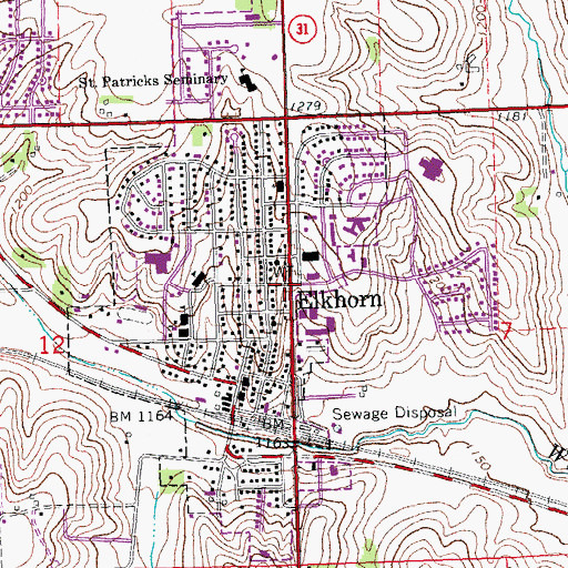Topographic Map of Elkhorn, NE