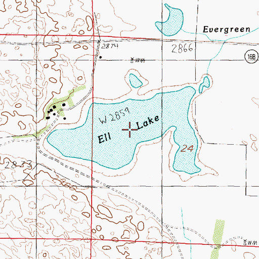 Topographic Map of Ell Lake, NE
