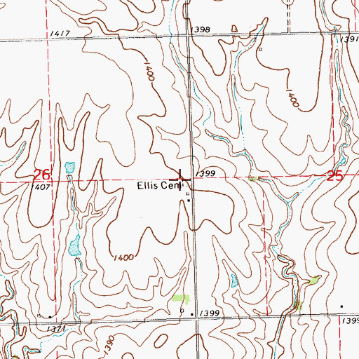Topographic Map of Ellis Cemetery, NE
