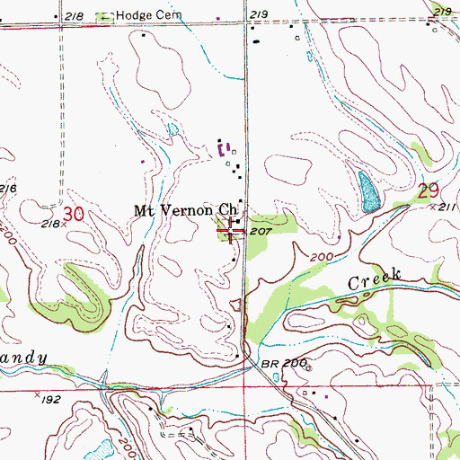 Topographic Map of Mount Vernon Cemetery, AR