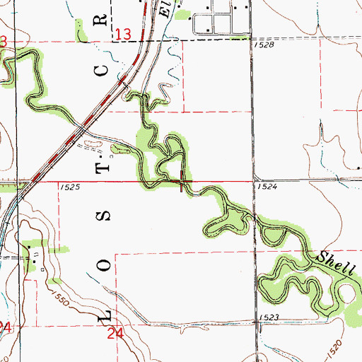Topographic Map of Elm Creek, NE