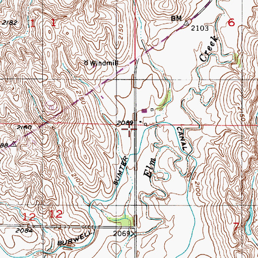 Topographic Map of Elm Creek School, NE