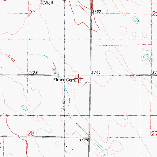 Topographic Map of Elmer Cemetery, NE
