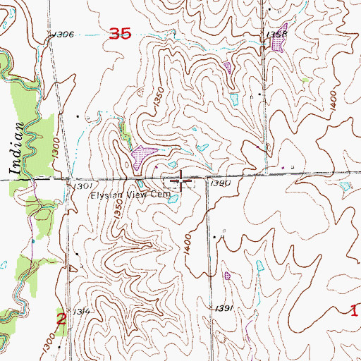 Topographic Map of Elysian View Cemetery, NE