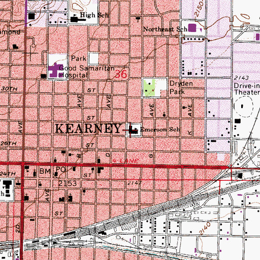 Topographic Map of Emerson School (historical), NE