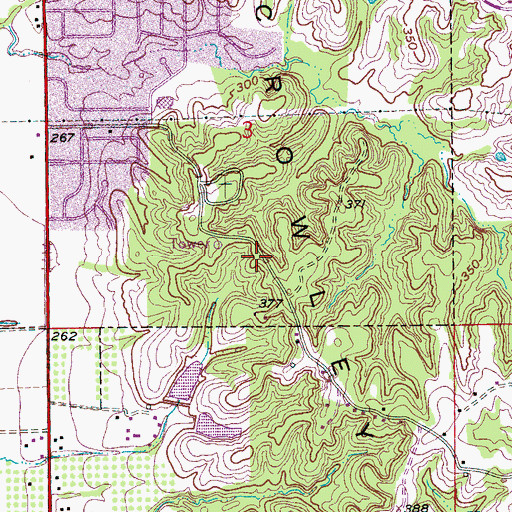 Topographic Map of Henderson Cemetery, AR