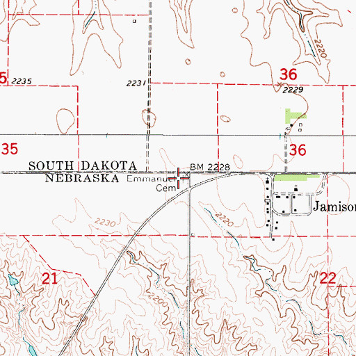 Topographic Map of Emmanuel Cemetery, NE