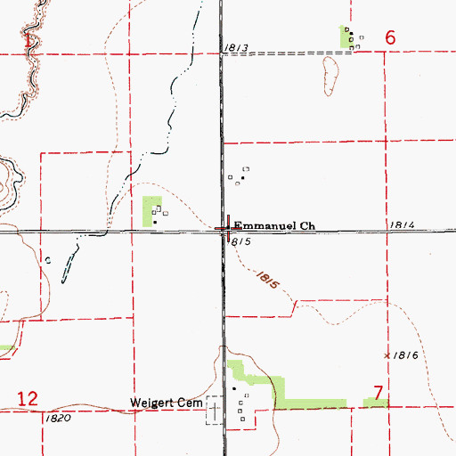 Topographic Map of Emmanuel Church, NE