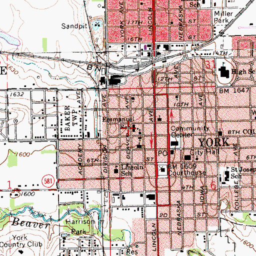 Topographic Map of Emmanuel Lutheran School, NE