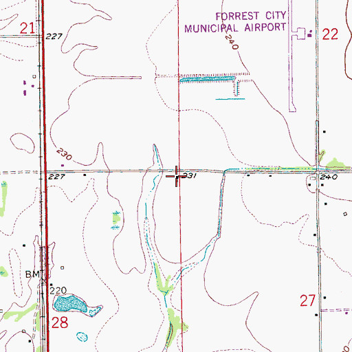 Topographic Map of Pentecost Church, AR