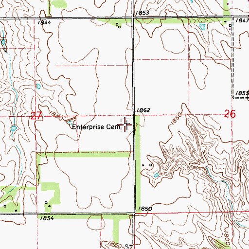 Topographic Map of Enterprise Cemetery, NE