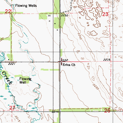 Topographic Map of Erina Church, NE