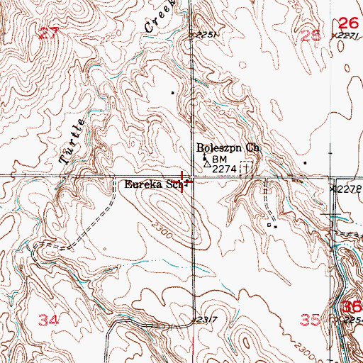 Topographic Map of Eureka School, NE